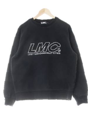 lmc 블랙 면 라인텍스트오버사이즈스웨트셔츠