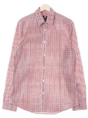 h&m 레드네이비 체크 면혼방 긴팔셔츠
