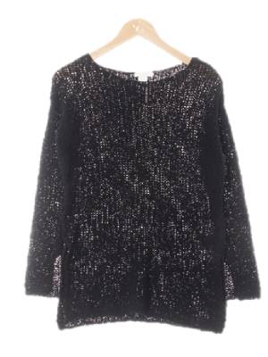 h&m 블랙 면혼방 슬릿그물니트