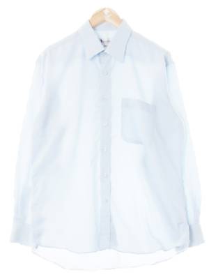 aquascutum 스카이블루 면혼방 포켓긴팔솔리드셔츠