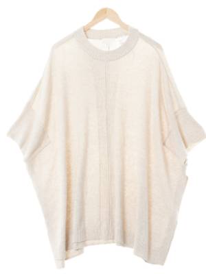 h&m 라이트베이지 울혼방 판초형리브드니트