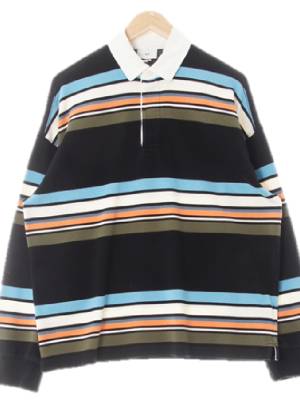 h&m 블랙 스트라이프 면 배색카라티