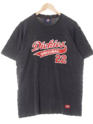 디키즈 다크차콜 면혼방 빅오리지널레드로고라운드반팔티