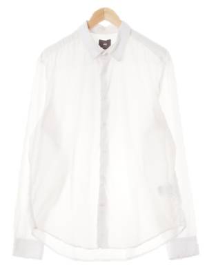 h&m 화이트 면혼방 슬림핏솔리드셔츠