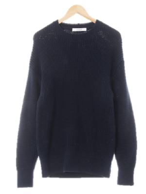 knitted 네이비 면 와플짜임스웨터