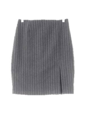 h&m 그레이 스트라이프 울혼방 슬릿모직펜슬스커트