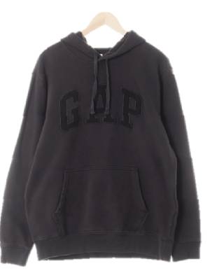 gap 다크차콜 면혼방 빅패치로고기모후드티