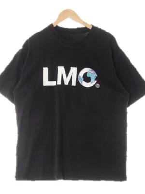 lmc 블랙 프린팅 면 센터빅로고라운드넥반팔티셔츠