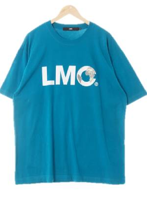 lmc 브라이트셀룰리안블루 프린팅 면 빅로고라운드넥반팔티셔츠