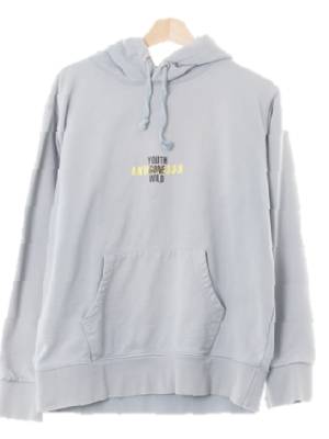 앤더슨벨 스노위쉐도우블루 면 더블레터링후드티