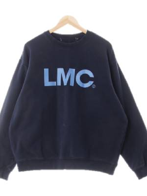 lmc 네이비 프린팅 면 빅중앙로고기모스웨트셔츠