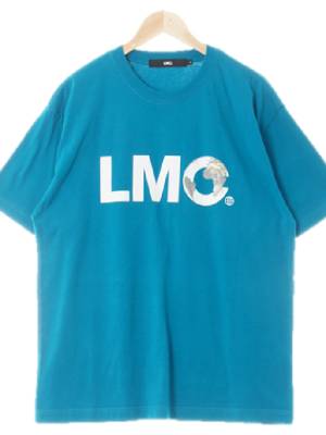 lmc 락스퍼블루 지구프린팅 면 빅로고라운드반팔티