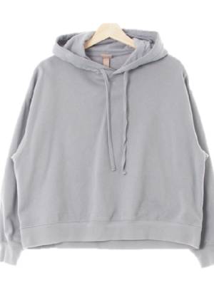 h&m 블루쉬그레이 면 워싱루즈후드티