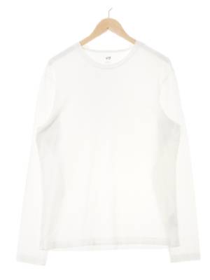 h&m 화이트 면혼방 라운드기본롱슬리브