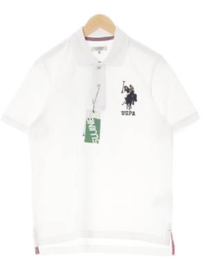uspa 화이트 면 빅로고자수폴로반팔티