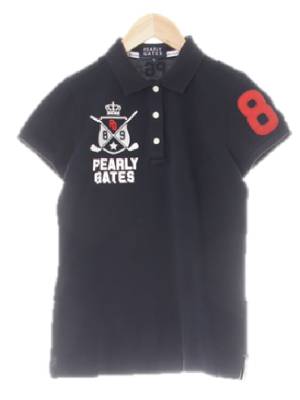 pearlygates 블랙 면 크라운빅골프로고카라반팔티