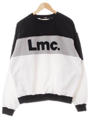 lmc 화이트블랙그레이 면 부클텍스트디파인루즈맨투맨