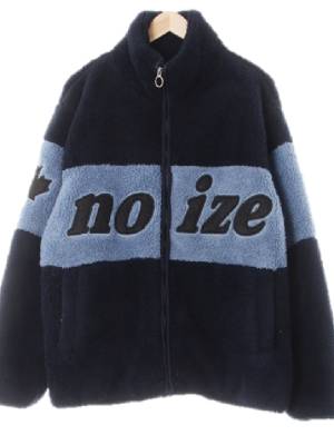 noize 딥네이비콘플라워블루 빅로고패치배색플리스집업