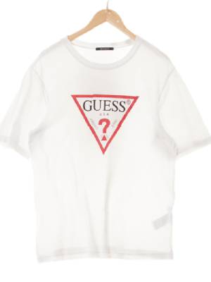 Guess 화이트 프린팅 면 중앙빅심볼로고반팔티