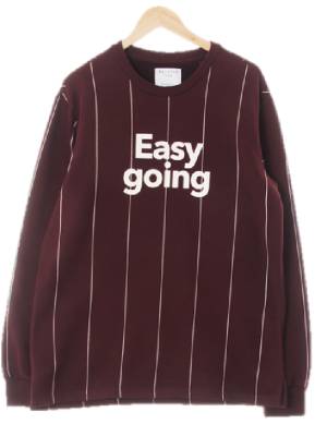 bershka 버건디 스트라이프 면혼방 이지고잉롱맨투맨