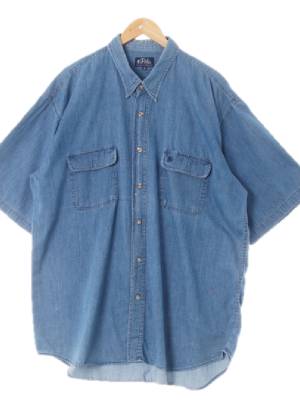Polo deauville 데님블루 데님 반팔투포켓셔츠