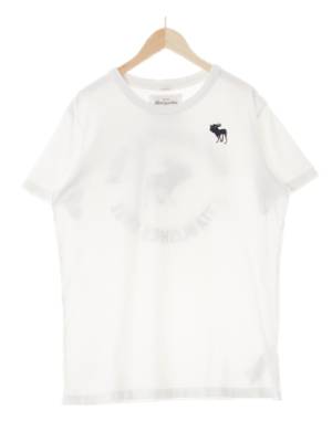 아베크롬비 화이트 면 산양써클자수라운드반팔티