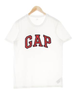 gap 화이트 면 빅자수텍스트숏슬리브