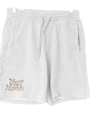 h&m 멜란지그레이 면 하단레터링스웨트반바지
