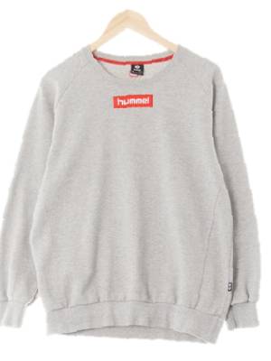 hummel 멜란지그레이 면혼방 중앙로고라이트맨투맨