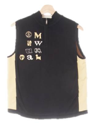 munsingwear 블랙골드옐로우 면혼방 자수로고하프넥조끼