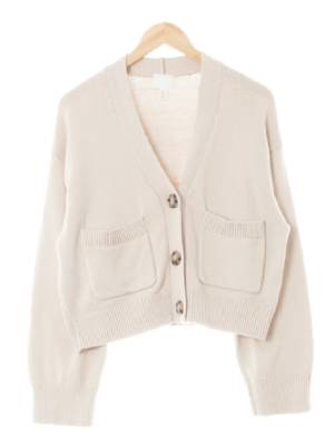 h&m 라이트베이지 면혼방 아웃포켓루즈브이넥가디건