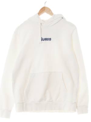 Guess 화이트 면 중앙자수로고포켓후드티