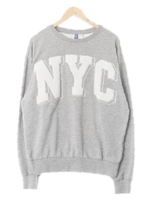 h&m 그레이 면혼방 nyc패치맨투맨