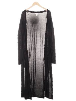 h&m 블랙 비스코스혼방 오픈형라이트롱트임가디건