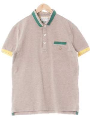 빈폴 베이지 면혼방 배색숏카라반팔티