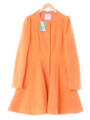 케네스레이디 네온코랄핑크 앙고라혼방 물결슬림플레어모직코트