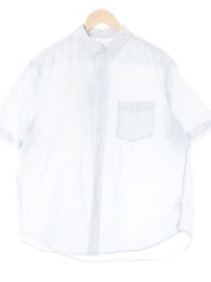 h&m 스카이그레이블루 면 라이트반팔포켓셔츠