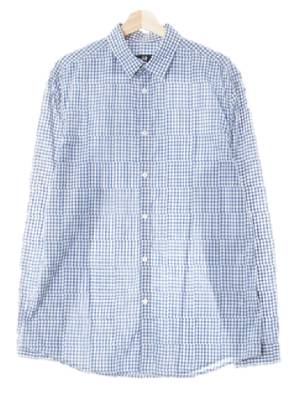 h&m 세일러블루화이트 깅엄체크 면혼방 긴팔셔츠