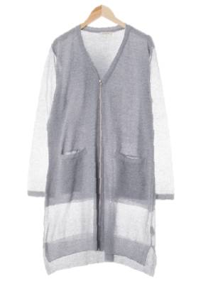 쉬즈미스 멜란지블루포그 면혼방 니트원사쿨롱집업가디건