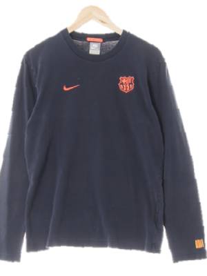 나이키 빈티지네이비 면 fcb패치긴팔티