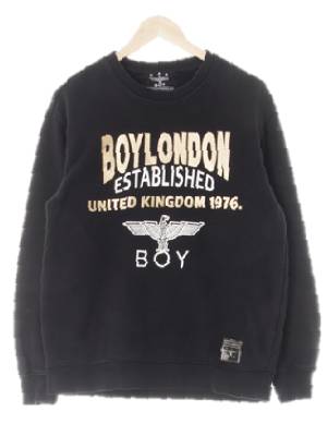 boylondon 블랙 면혼방 골드빅라운딩로고기모맨투맨