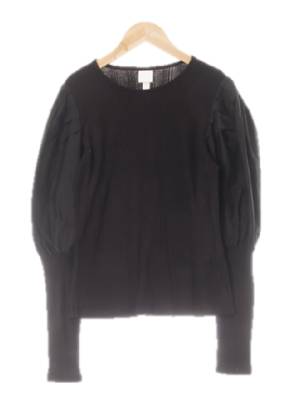 h&m 블랙 리브드퍼프소매티