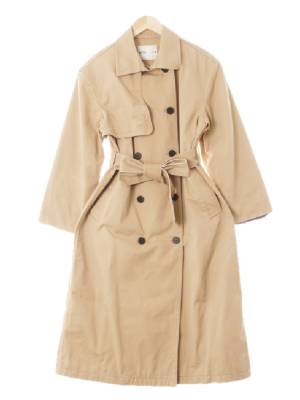 mixxo 베이지 면 워싱플랩롱더블트렌치코트
