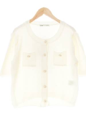 mixxo 아이보리 진주버튼포켓퍼프반팔가디건