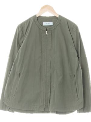 BCBG 빈티지카키 면혼방 트임라운드집업재킷