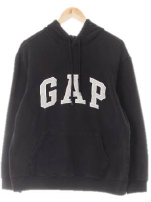 gap 블랙 면혼방 배색빅로고후드티