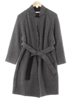 질스튜어트 다크그레이 울혼방 스탠드카라물결롱가디건