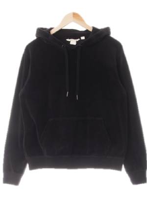 h&m 블랙 면혼방 벨로아루즈후드티