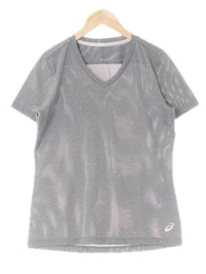 아식스 그레이 프린팅 로고브이넥스포츠반팔티