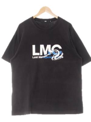 LMC 블랙 프린팅 면 빅레터링루즈반팔티